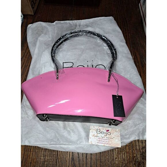 New Beijo Over the Moon Pink Black Purse Handbag Shoulder Bag Pocket Book
